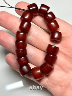 25.5 Grams Antique Faturan Bakelite Cherry Amber Beads Marbled