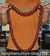 26.8 Chinese Man-made Amber Carved Buddha Beads Exorcism Amulet Necklace