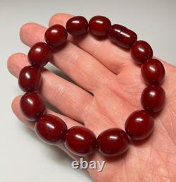 29.1 Grams Antique Faturan Bakelite Cherry Amber Beads Marbled