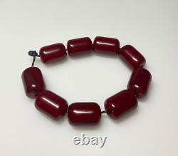29.3 Grams Antique Faturan Bakelite Cherry Amber Beads Marbled
