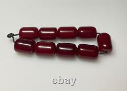 29.3 Grams Antique Faturan Bakelite Cherry Amber Beads Marbled