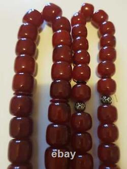 2 X Antique Faturan Prayer Bead Genuine Cherry Amber Necklace Tesbih 90g & 140g