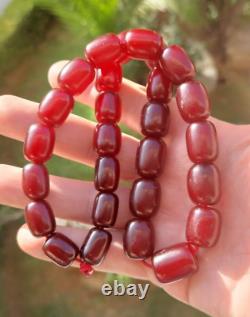 31.6 Grams Antique Faturan Bakelite Cherry Amber Beads Marbled