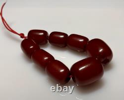 34.2 Grams Antique Faturan Bakelite Cherry Amber Beads Marbled