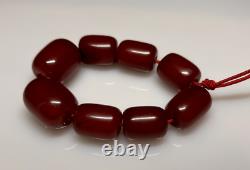 34.2 Grams Antique Faturan Bakelite Cherry Amber Beads Marbled