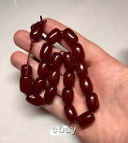 35 Grams Antique Faturan Bakelite Cherry Amber Beads Rosary Marbled