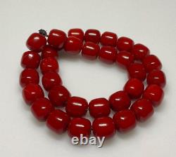 39.1 Grams Antique Faturan Bakelite Cherry Amber Beads Marbled