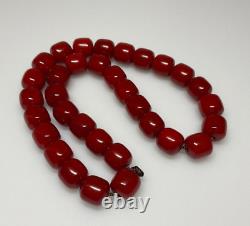 39.1 Grams Antique Faturan Bakelite Cherry Amber Beads Marbled