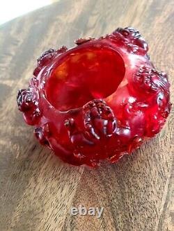 3.25 Antique Chinese Red Amber Carved Dynasty Mystical Dragons Happiness Power
