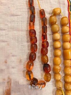 3x Antique Old Bakelite faturan amber Tasbih Masbaha Rosary Beads 600g