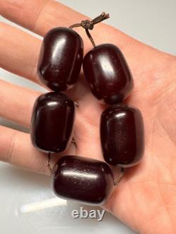 42.5 Grams Antique Faturan Bakelite Cherry Amber Beads Marbled