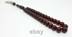 42.6 Grams Antique Faturan Cherry Amber Bakelite Prayer Beads Rosary Misbah