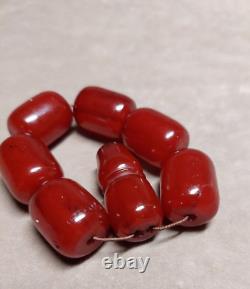 42 Grams Antique Faturan Cherry Amber Bakelite Beads Rosary Marbled