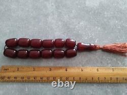 45.5 Gr Antique Faturan Cherry Amber Bakelite Rosary Prayer Beads Marbled
