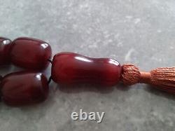 45.5 Gr Antique Faturan Cherry Amber Bakelite Rosary Prayer Beads Marbled