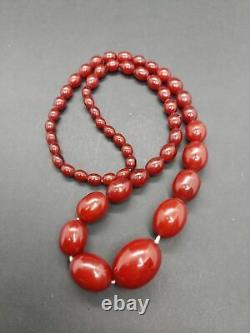 46 Grams Antique Faturan Cherry Amber Bakelite Beads Necklace Marbled