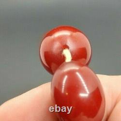 46 Grams Antique Faturan Cherry Amber Bakelite Beads Necklace Marbled
