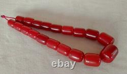 48 Grams Antique Cherry Amber Faturan Bakelite Beads Necklace Marbled