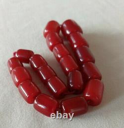 48 Grams Antique Cherry Amber Faturan Bakelite Beads Necklace Marbled