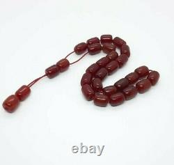 49.5 Grams Antique Faturan Cherry Amber Rosary Prayer Beads With Veins/Marbled