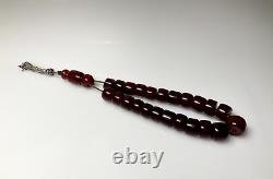 49 Grams Antique Faturan Cherry Amber Bakelite Beads Rosary Misbah Marbled