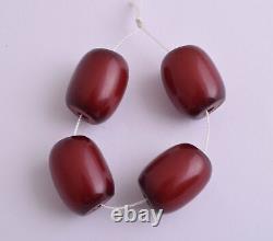 4 Antique genuine Cherry Amber Bakelite Faturan Beads
