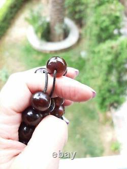 50.6 Grams Antique Faturan Cherry Amber Bakelite Prayer Beads Rosary Misbah