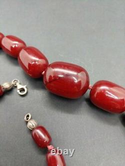 50 Grams Antique Faturan Cherry Amber Bakelite Beads Necklace Marbled