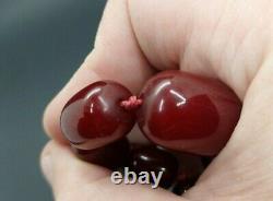 50 Grams Antique Faturan Cherry Amber Bakelite Beads Necklace Marbled