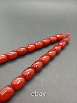52.8 Grams Antique Faturan Cherry Amber Bakelite Beads Necklace Marbled