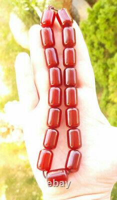 53.8 Grams Antique Faturan Cherry Amber Beads Necklace Rosary Tesbih Prayer Bead