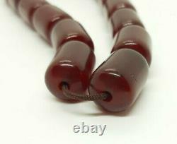 53.8 Grams Antique Faturan Cherry Amber Beads Necklace Rosary Tesbih Prayer Bead