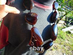 549 gr 10 beads Necklace Indonesia Dark Red Amber for Healing AM1