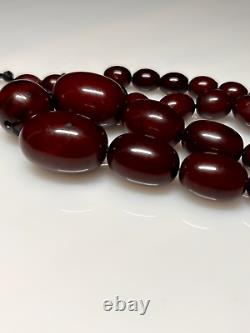 54 Grams Antique Faturan Cherry Amber Bakelite Beads Necklace Marbled