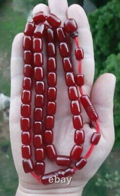 55.5 Grams Antique Ottoman Faturan Cherry Amber Rosary Prayer Tesbih Misbah Bead