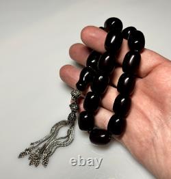 56 Grams Antique Faturan Cherry Amber Bakelite Rosary Beads Marbled