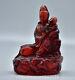 5.2 Ancient China Red Amber Carved Kwan-yin Guan Yin Goddess Tongzi Boy Statue