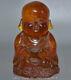 5.6 China Red Amber Carved Buddhist Monk Shaveling Heshang Buddha Statue