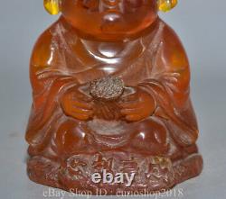 5.6 China Red Amber Carved Buddhist monk shaveling Heshang Buddha Statue