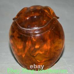 5.6 Old China Red Amber Feng Shui Blessing Pig Luck Sculpture Statue
