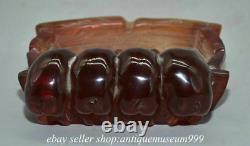 5.6 Rare Chinese Red Amber Carving Palace Four Mouse Rat Ashtray
