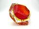60/70s Murano Art Glass Sommerso Mandruzzato Faceted Red & Amber Textured Bowl