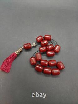 60 Grams Antique Faturan Cherry Amber Maskot Rosary Prayer Beads Marbled