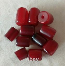 61.6 Antique Cherry Amber Faturan Bakelite Beads Necklace Marbled