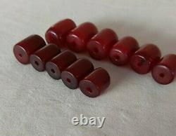 61.6 Antique Cherry Amber Faturan Bakelite Beads Necklace Marbled