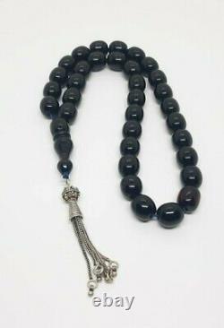 61.8 Grams Antique Faturan Cherry Amber Bakelite Prayer Beads Rosary Misbah