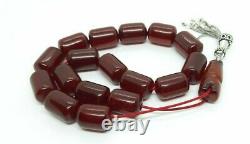63 Grams Antique Faturan Cherry Amber Bakelite Rosary/Prayer Beads Damari/Veins