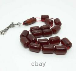 63 Grams Antique Faturan Cherry Amber Bakelite Rosary/Prayer Beads Damari/Veins
