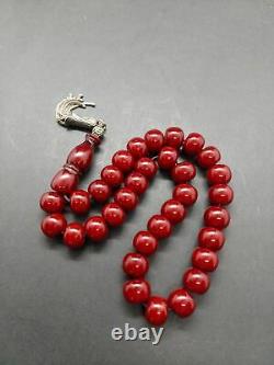 63 Grams Antique Ottoman Faturan Cherry Amber Bakelite Rosary Prayer Beads