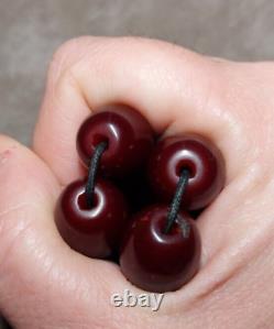 66.5 Grams Antique Faturan Cherry Amber Bakelite Rosary Beads